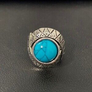 Silver and Turquoise Ring Size 8.25